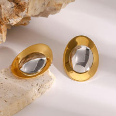 Geometric oval shape mix color stainless steel earrings bigger earrings