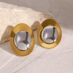 Geometric oval shape mix color stainless steel earrings bigger earrings