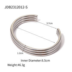 18KG chunky stainless steel geometric line cuff bangle bigger earrings set