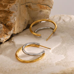 Personality open hoop mix color geometric stainless steel earrings