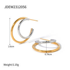 Personality open hoop mix color geometric stainless steel earrings