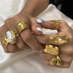 Hot sale gold color chunky stainless steel finger rings collection
