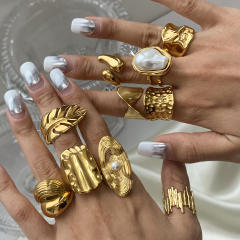 Hot sale gold color chunky stainless steel finger rings collection