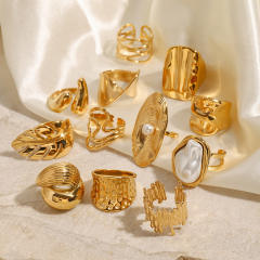 Hot sale gold color chunky stainless steel finger rings collection