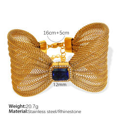 Elegant stainless steel big bow color cubic zircon bangle bracelet