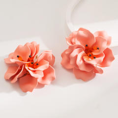 ZARA same design colorful acrylic petal flower holiday big earrings
