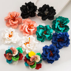 ZARA same design colorful acrylic petal flower holiday big earrings