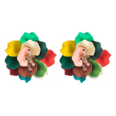 ZARA same design colorful acrylic petal flower holiday big earrings