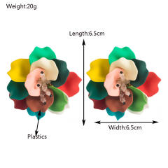 ZARA same design colorful acrylic petal flower holiday big earrings