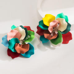 ZARA same design colorful acrylic petal flower holiday big earrings