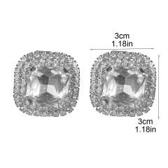 Luxury square shape colorful glass crystal statement diamond earrings