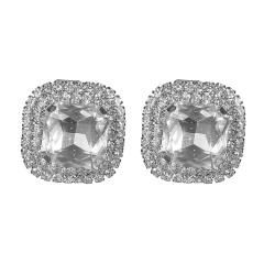 Luxury square shape colorful glass crystal statement diamond earrings