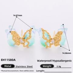 925 needle crystal flower butterfly gold plated copper earrings collection