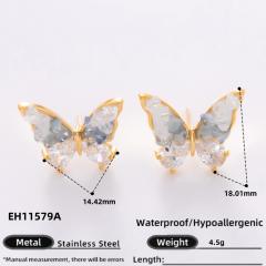 925 needle crystal flower butterfly gold plated copper earrings collection