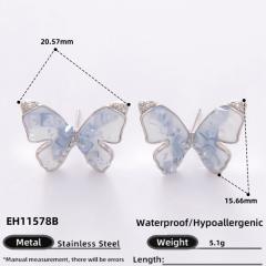925 needle crystal flower butterfly gold plated copper earrings collection