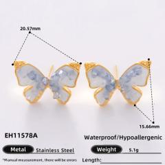 925 needle crystal flower butterfly gold plated copper earrings collection