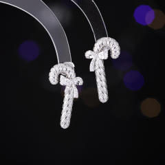 925 silver needle personalized Christmas gift Santa's cane earrings