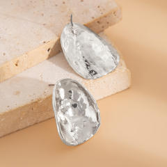 Chunky metallic glossing earrings pleated irregular geometric earrings collection big gold earrings