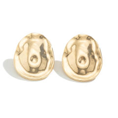 Chunky metallic glossing earrings pleated irregular geometric earrings collection big gold earrings