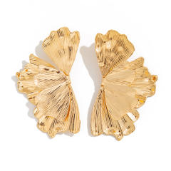 Ins Liquid Metal Irregular Pleated Flower Earrings big alloy earrings