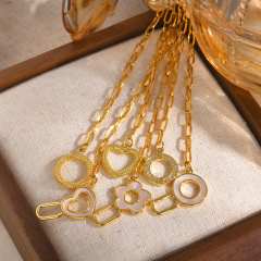 Simple Fashion Stainless Steel toggle bracelet Shell Flower Geometric Golden Bracelet