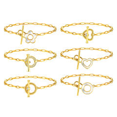 Simple Fashion Stainless Steel toggle bracelet Shell Flower Geometric Golden Bracelet