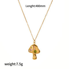 Dainty evil eye coin colorful cubic zircon geometric pendant stainelss steel necklace