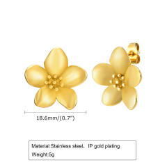 Fashion Stainless Steel Flower Element 18K Golden Ear Stud Earring