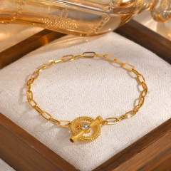 Simple Fashion Stainless Steel toggle bracelet Shell Flower Geometric Golden Bracelet