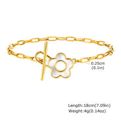 Simple Fashion Stainless Steel toggle bracelet Shell Flower Geometric Golden Bracelet