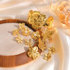 Fashion Stainless Steel Flower Element 18K Golden Ear Stud Earring