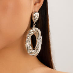 Personalized Metal Geometric Texture Hollow Earrings for Women Irregular Twisted Gapped earrings