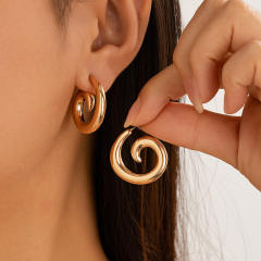 Ocean series Geometric Conch Symbol Design Earrings Exaggerated Spiral Pattern earrings