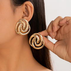Ocean series Geometric Conch Symbol Design Earrings Exaggerated Spiral Pattern earrings