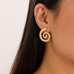 Ocean series Geometric Conch Symbol Design Earrings Exaggerated Spiral Pattern earrings
