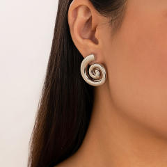 Ocean series Geometric Conch Symbol Design Earrings Exaggerated Spiral Pattern earrings