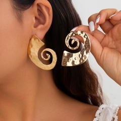 Ocean series Geometric Conch Symbol Design Earrings Exaggerated Spiral Pattern earrings