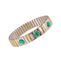 Hot sale colorful rhinestone statement stainless steel elestic bangle bracelet
