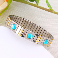 Hot sale colorful rhinestone statement stainless steel elestic bangle bracelet
