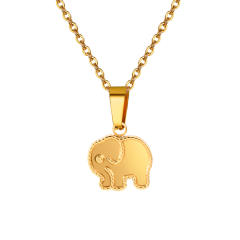 Dainty gold color stainless steel elephant rose flower pendant necklace collection