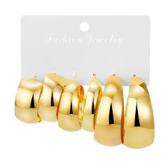 Personality exaggerated alloy earrings creative complex circle earrings suit 3-piece set