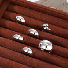 Geometric UV plating CCB material oval ring 6-piece set chunky stackable rings