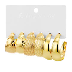 Personality exaggerated alloy earrings creative complex circle earrings suit 3-piece set