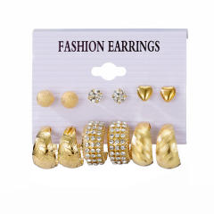 6-piece Set Creative Love Diamond Earrings Metal Earrings set hoop earrings set