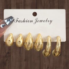 Personality water drop earrings complex C- shaped earrings suit 6 pairs wholesale chunky earrings set