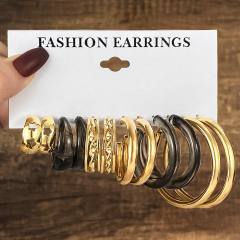 6-piece Set Creative Love Diamond Earrings Metal Earrings set hoop earrings set