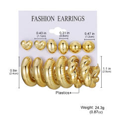 Personality water drop earrings complex C- shaped earrings suit 6 pairs wholesale chunky earrings set