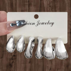 Personality water drop earrings complex C- shaped earrings suit 6 pairs wholesale chunky earrings set