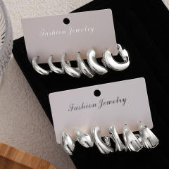 Personality water drop earrings complex C- shaped earrings suit 6 pairs wholesale chunky earrings set