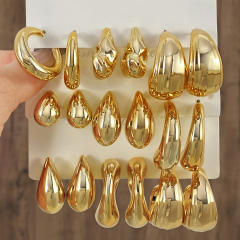 Personality water drop earrings complex C- shaped earrings suit 6 pairs wholesale chunky earrings set
